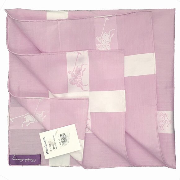 NEW Ralph Lauren Purple Label Linen Pocket Square Lavender Signature Polo Player - Picture 2 of 2